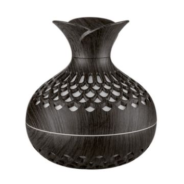 Dark Wood LED Light Aromatherapy Diffuser & Quiet Humidifier Vase 2-in-1 - 1