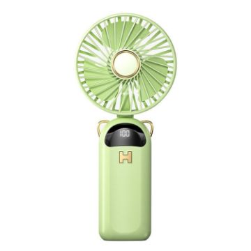 Foldable USB Charging Handheld Hanging Neck Fan - Green, Mute Display - 1