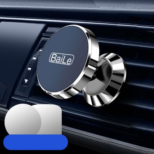 BaiLe Magnetic Car Phone Holder - Universal Dashboard Bracket, Silver - 1