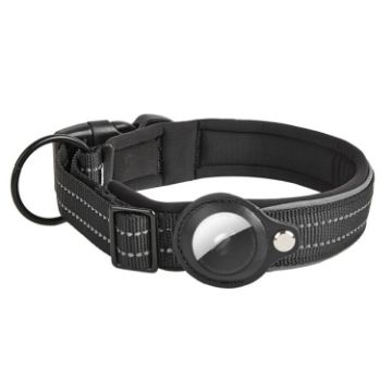AirTag Tracker Dog Collar, Neoprene Lining, Reflective, Size S, Black - 1