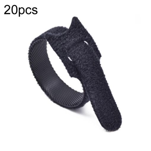 20pcs Nylon Tying Strap for Data Cable Storage, 12x200mm Black - 1