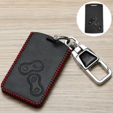 Renault Car Key Cover with Multifunctional Keychain & Anti-lost Plate - 1