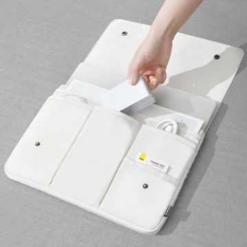 13" White Waterproof Shock-absorbing Laptop Sleeve Storage Bag - 1