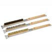 21" Wooden Handle Pizza Oven Brush w/ Stone Scraper, Stainless Steel Bristles - 3