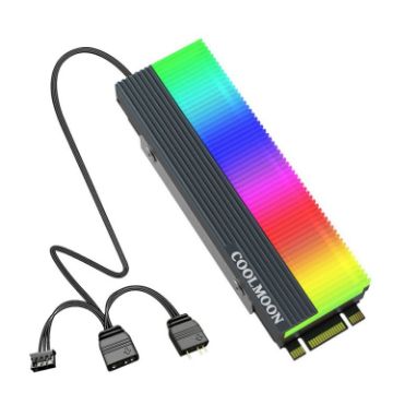 COOLMOON CM-M2A M.2 2280 SSD Cooler 5V ARGB Heatsink Gray - 1