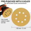 100pcs 5" 8-Hole Round Sanding Discs P400 Grit Sandpaper Sheets 125mm - 2
