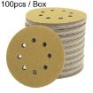 100pcs 5" 8-Hole Sanding Discs P600 Grit 125mm Yellow Flocking Sheets - 1
