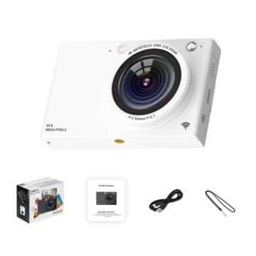 64MP High-Definition CCD Digital Camera with WiFi, White - 1