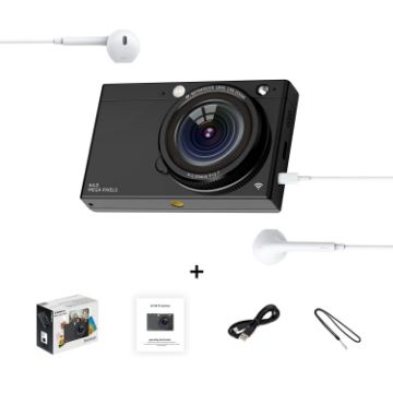 64MP HD CCD Digital Camera with WiFi & Headphone Cable - Black - 1