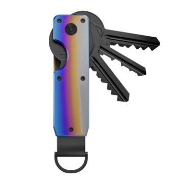 Gradient Color Compact Metal Key Organizer Key Chain, Holds 2-6 Keys - 1