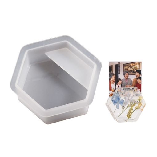 Hexagon Business Card Holder Photo Clip Mold, 2pcs Resin Mold DIY - 1