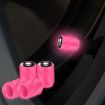 Luminous Tire Valve Caps 4pcs Set - Pink White Skull for Car/Motorcycle - 1