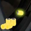 Luminous Tire Valve Caps 4pcs Set - Yellow Black Flag for Car/Motorcycle - 1