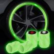 Luminous Tire Valve Caps 4pcs Set - Yellow Red Skull for Car/Motorcycle - 9