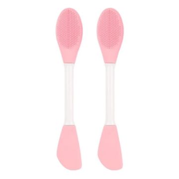 Dual Head Silicone Face Mask Brush - 2pcs Pink Cleansing & Massage Tool - 1