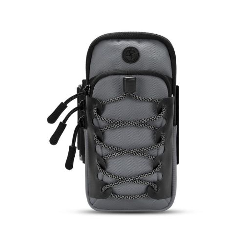 Reflective Gray Cell Phone Arm Bag for Outdoor Sports & Fitness - 1
