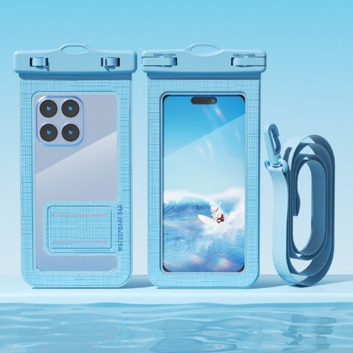 Waterproof 7.2" Mobile Phone Bag IPX8 30m with Finger Strap - Blue - 1