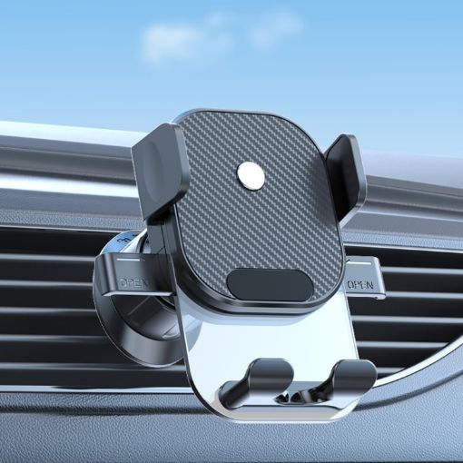 Black Air Outlet Car Suction Cup Dashboard Phone Holder - Auto Lock - 1