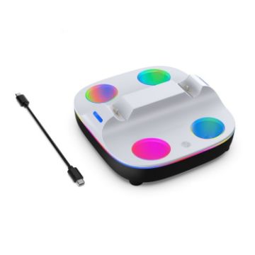 PS5 Controller Dual Charger Stand with RGB Light - White Black - 1