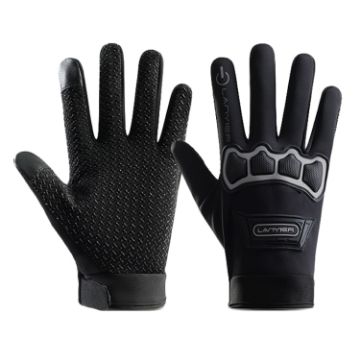 LANYIER Gray Motorcycle Riding Gloves Men Velvet Warm Touch Screen 70 - 1