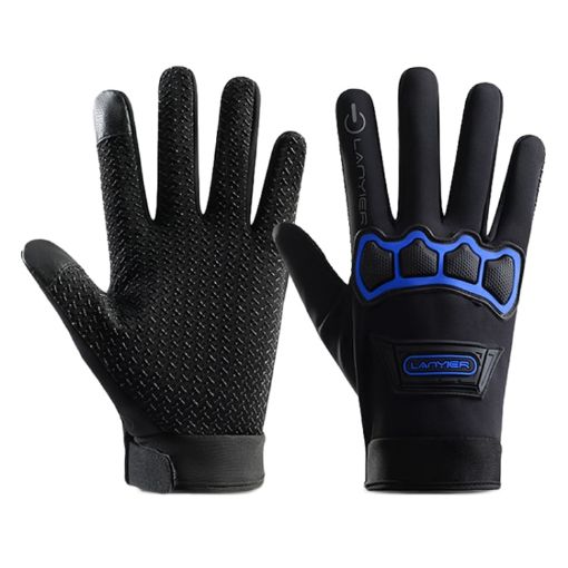 LANYIER Blue Motorcycle Riding Gloves Men - Warm, Non-slip, Touch Screen - 1