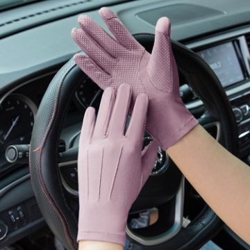 Women's Pink Full Finger Outdoor Gloves - Breathable, Anti-UV, Ice Silk - 1