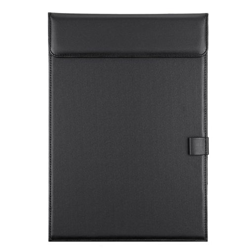 Black Leather A4 Meeting Clip Pad - Office Document & Writing Board - 1