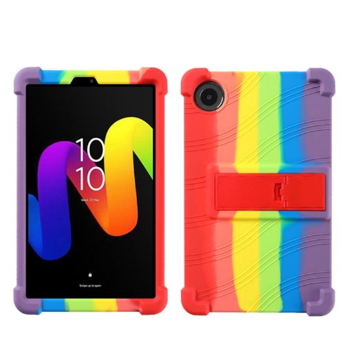 TCL Tab 8 Gen 2 Shockproof Silicone Case with Holder - Rainbow Color - 1