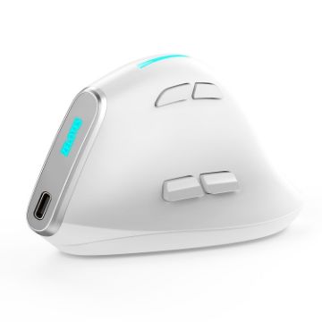ZELOTES F36 Ergonomic Vertical Mouse, 9-Keys, Dual Bluetooth + 2.4G, White - 1