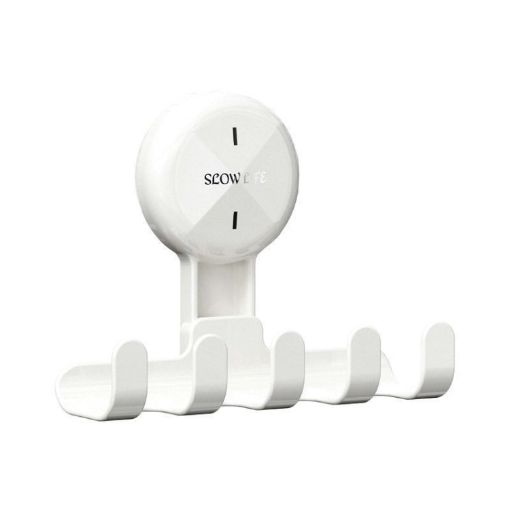 Multifunctional Suction Cup Hook Storage Rack - Traceless Adhesive, White - 1