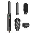 5 in 1 Hot Air Comb Curling Negative Ion Hair Dryer - Black Gold UK Plug - 1
