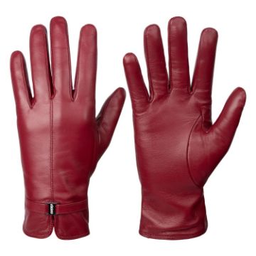 Women's Red Sheepskin Wool Fleece Lined Touchscreen Snow Gloves, Size S - 1