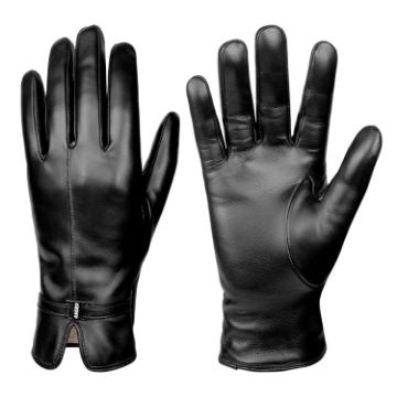 Women's Black Sheepskin Wool Fleece Lined Touchscreen Gloves, Size M - 1
