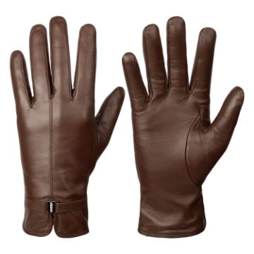Women's Sheepskin Wool Fleece Lined Touchscreen Gloves, Size L (Coffee) - 1