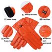 OZERO Women Sheepskin Warm Gloves, Fleece Lined, Size L, Red - 6
