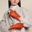 OZERO Women Sheepskin Gloves, Fleece Lined, Split Finger, Size L, Red Coffee - 2