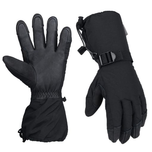 XL Black Winter Ski Snow Gloves for Men & Women - Five-Finger Style - 1