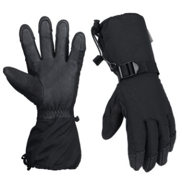 XXL Black Winter Ski Snow Gloves for Men & Women - Five-Finger Style - 1