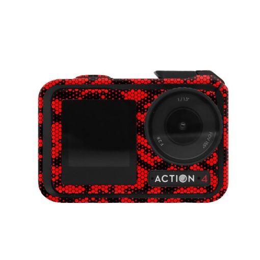 DJI Action 4 Camera Stickers - AC4-17 Snake Scale Red Frame Accessory - 1