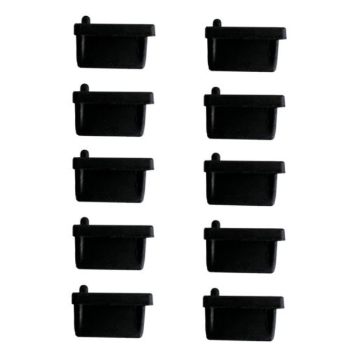 USB 2.0 Female Port Dust Plug Set - 10pcs Silicone Cover, Black - 1