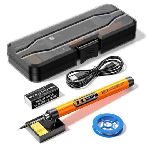 USB Digital Display Charging Soldering Iron Set, 5-Speed Temp, Orange - 1