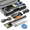USB Digital Display Soldering Iron Set, 5-Speed Temp, 3 Heads, Gray - 1