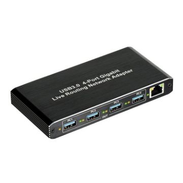 USB3.0 4-Port Gigabit Network Adapter Router - Plug & Play (Black) - 1
