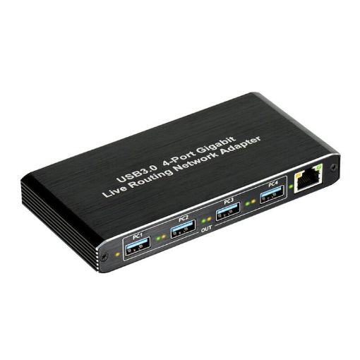 USB3.0 4-Port Gigabit Network Adapter Router - Plug & Play (Black) - 1