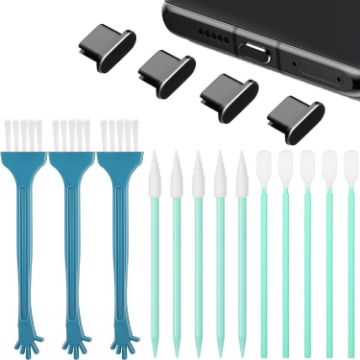 TYPE-C Metal Dust Plug Cleaning Kit for Mobile Phones - Black - 1