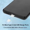 USB-C Charging Port Dust Plug & Lanyard Cleaning Brush Set - Black - 5