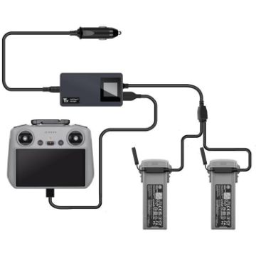 DJI Air 3S/Air 3 YX Car Charger - Dual Battery Charging, Digital Display - 1