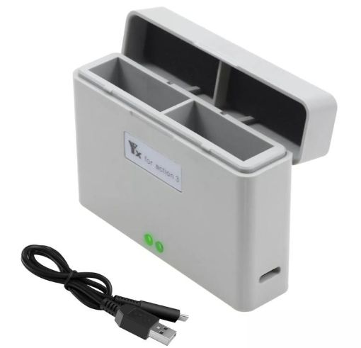 DJI Action 3/4 Camera YX 2-Way Charger Battery Manager Gray - 1