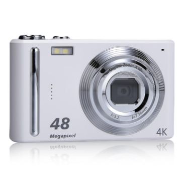 DC03H 4K HD Digital Camera, 2.4-Inch, 16X Zoom, Image Stabilization, White - 1