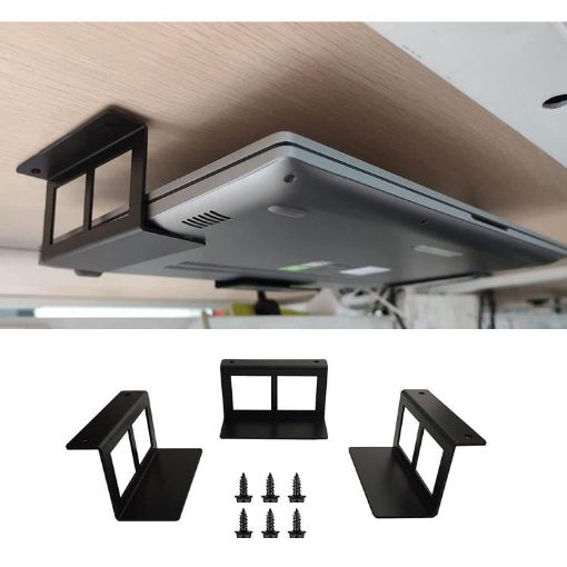 Under Desk Laptop Tablet Mini PC Storage Stand, Metal Tray Rack 4.8cm - 1